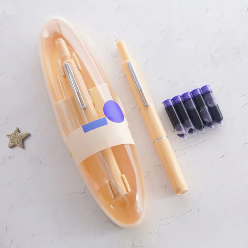 Stylo plume rétractable jaune