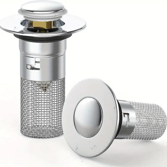 Bonde Bondclic avec son panier filtrant en maille inox et son bouchon chromé