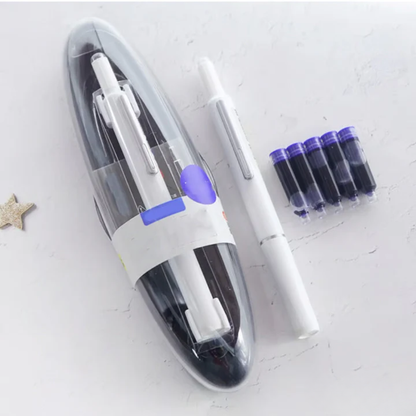 Stylo plume rétractable blanc