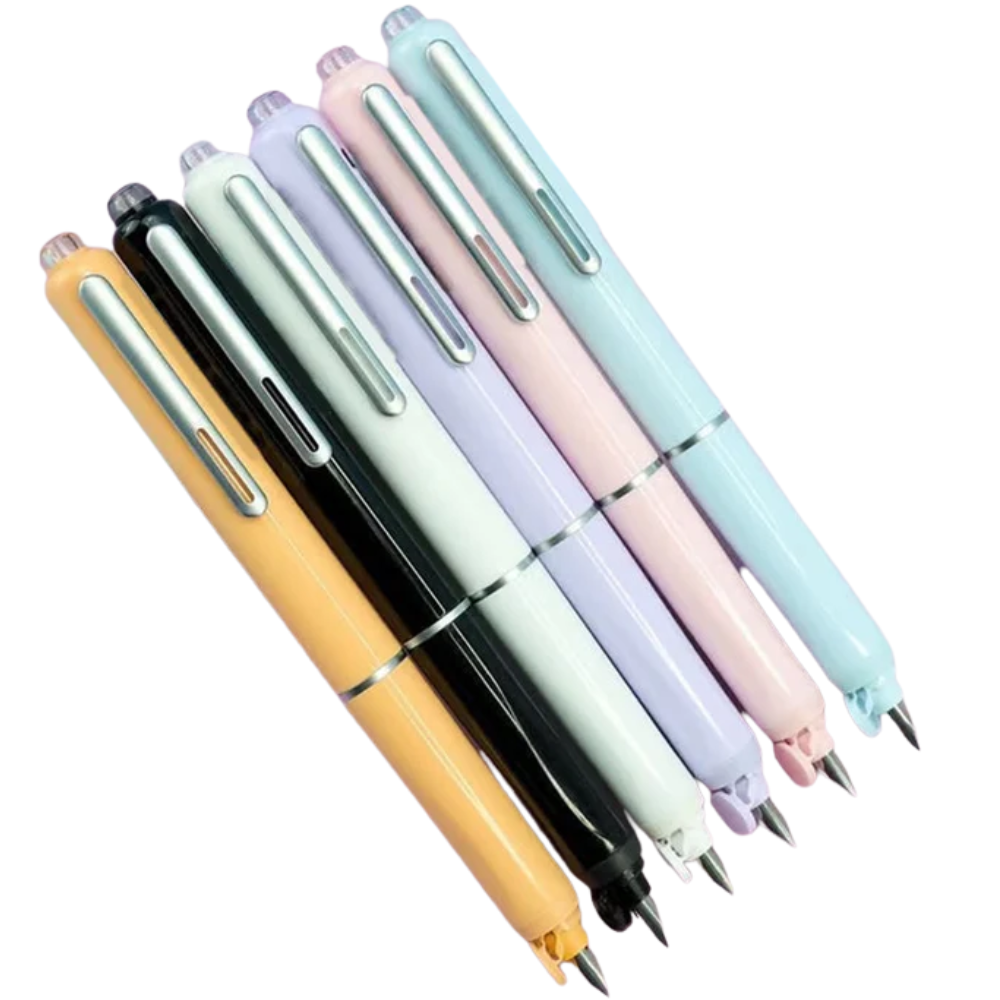 Les six couleurs du stylo plume Clicplume côte à côte