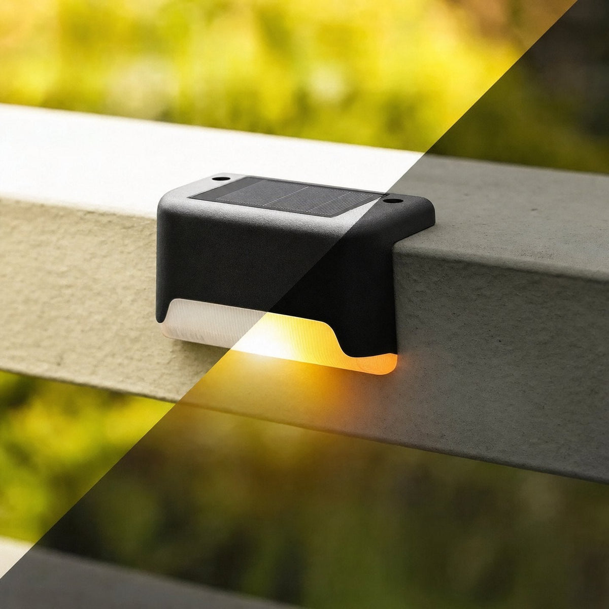La même lampe solaire de jour, en charge, et la nuit, allumée