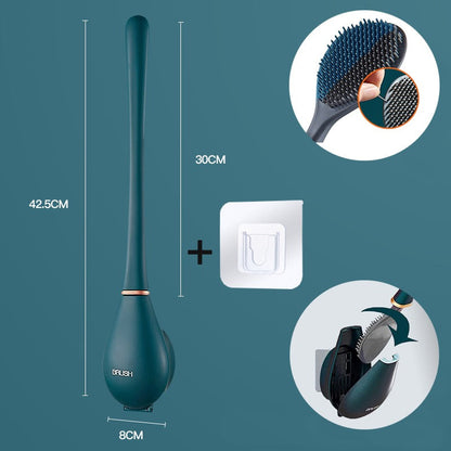 Brosse WC Vert foncé avec ses dimensions et son support mural adhésif