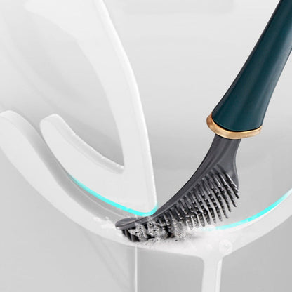 Tête en silicone qui se plie pour nettoyer sous le rebord de la cuvette