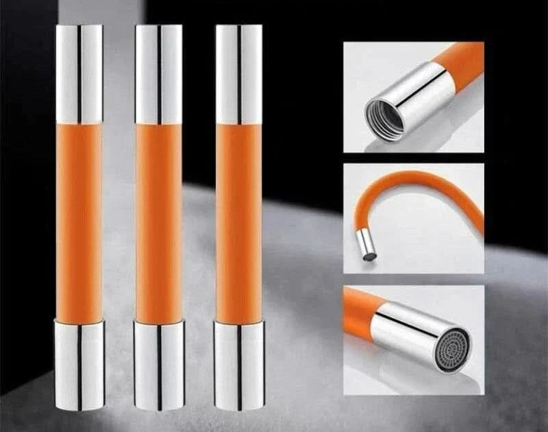 Rallonges en silicone avec raccords métalliques, détail du filetage et de l'embout aérateur