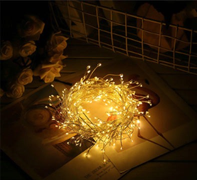 Guirlande en fil de cuivre enroulée, lumière blanc chaud